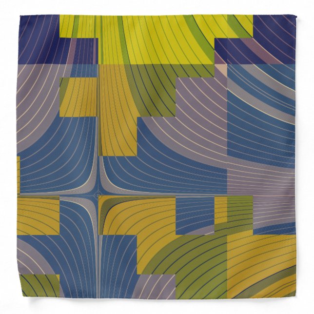 Flowering Fields Modern Abstract Blue Yellow Bandana (Front)