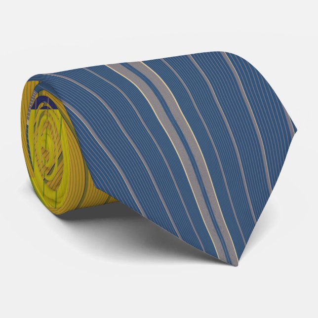 Flowering Fields Modern Abstract Blue Yellow Neck Tie (Rolled)