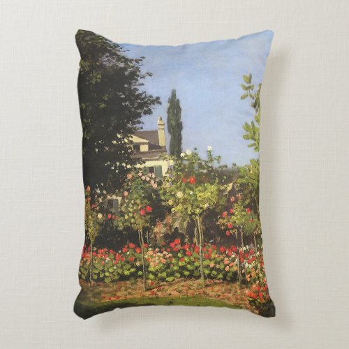 Flowering Garden at Sainte Adresse by Claude Monet Accent Pillow