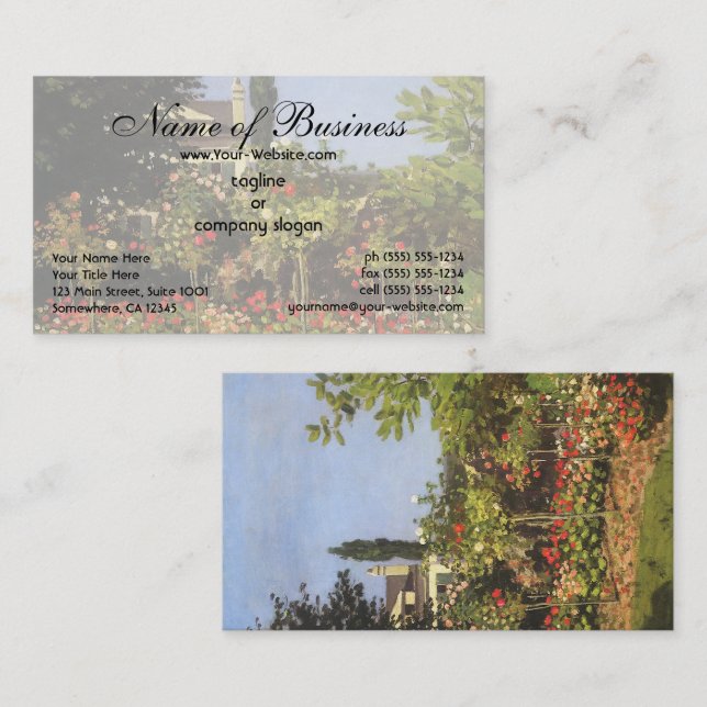 Flowering Garden at Sainte-Adresse by Claude Monet Business Card (Front/Back)