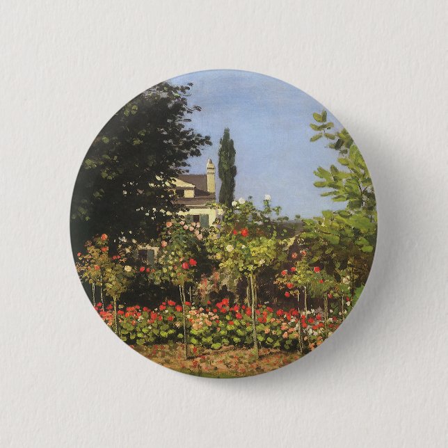 Flowering Garden at Sainte Adresse by Claude Monet Button (Front)