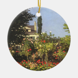 Flowering Garden at Sainte Adresse by Claude Monet Ceramic Ornament