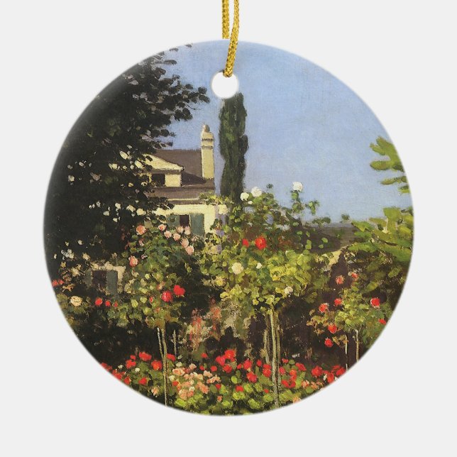 Flowering Garden at Sainte Adresse by Claude Monet Ceramic Ornament (Front)