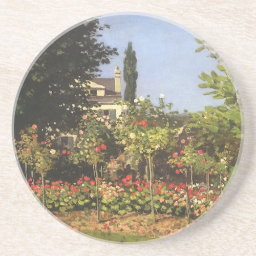 Flowering Garden at Sainte Adresse by Claude Monet Drink Coaster