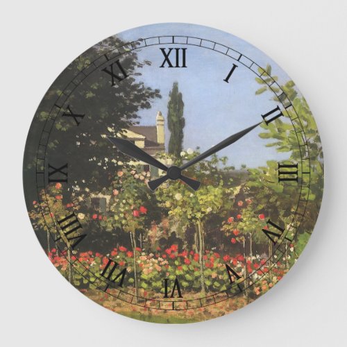 Flowering Garden at Sainte Adresse by Claude Monet Large Clock