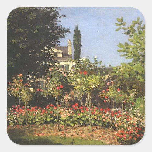 Flowering Garden at Sainte Adresse by Claude Monet Square Sticker