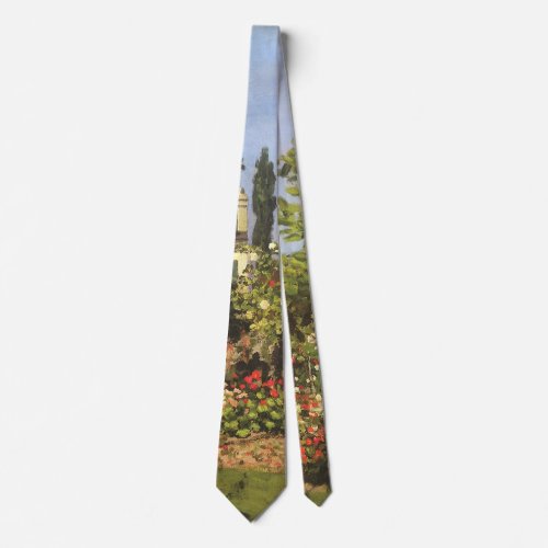 Flowering Garden at Sainte Adresse by Claude Monet Tie