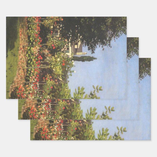 Flowering Garden at Sainte Adresse by Claude Monet Wrapping Paper Sheets (Set)