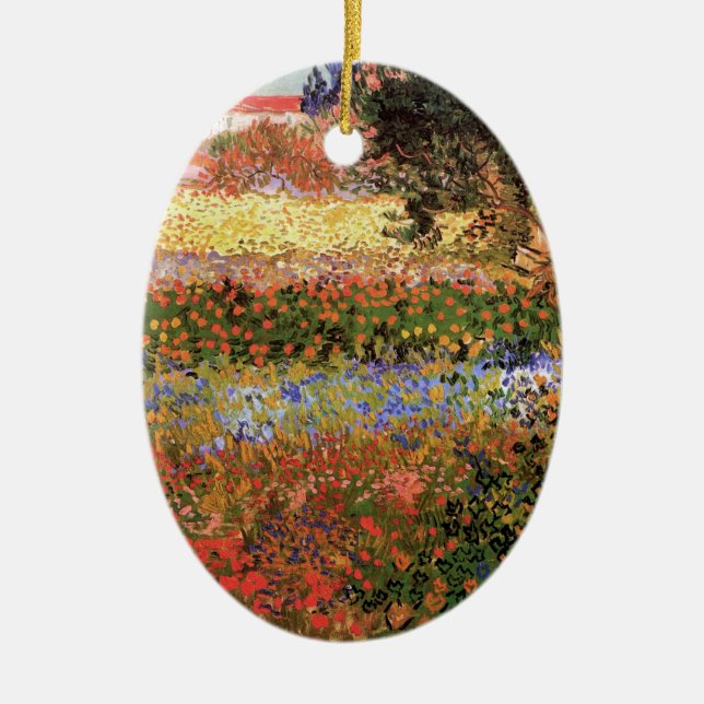 Flowering Garden by Vincent van Gogh Ceramic Ornament (Front)
