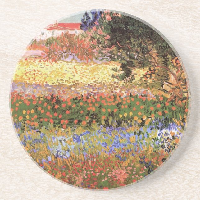Flowering Garden by Vincent van Gogh Coaster (Front)