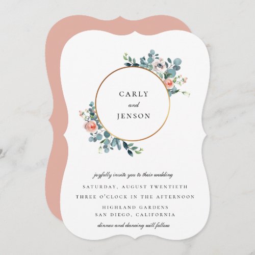 Flowering Garden Golden Hoop Wedding Invitation