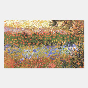 Flowering Garden,Vincent van Gogh. Rectangular Sticker
