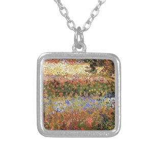 Flowering Garden,Vincent van Gogh. Silver Plated Necklace
