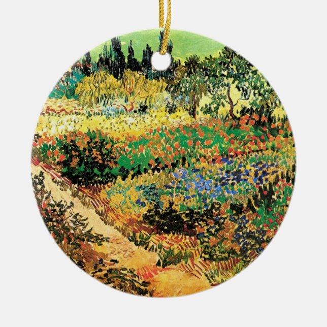 Flowering Garden with Path by Vincent van Gogh Ceramic Ornament (Front)