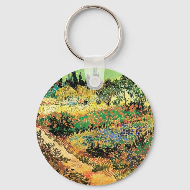 Flowering Garden with Path by Vincent van Gogh Keychain (Front)