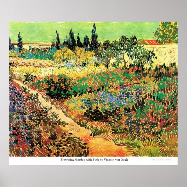 Flowering Garden with Path by Vincent van Gogh Poster (Front)