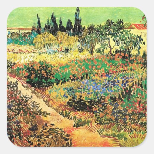 Flowering Garden with Path by Vincent van Gogh Square Sticker