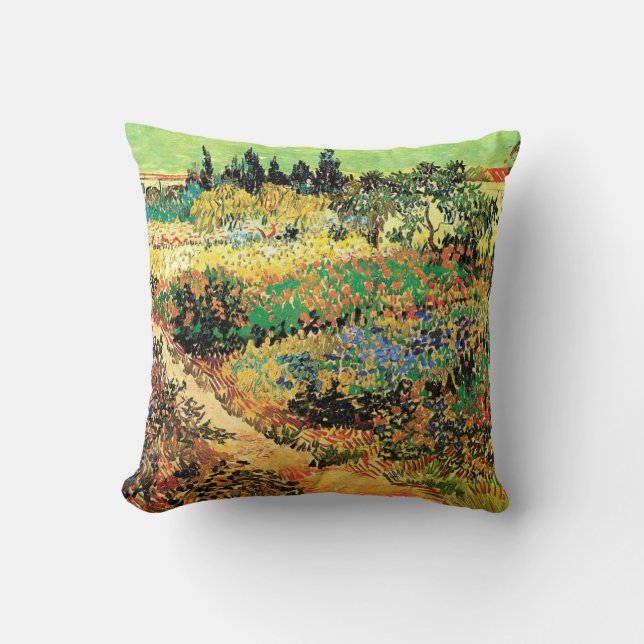 Flowering Garden with Path by Vincent van Gogh Throw Pillow (Front)