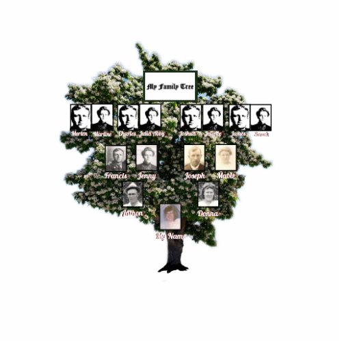 Flowering Green Leaf Family Tree Four Generations  Cutout