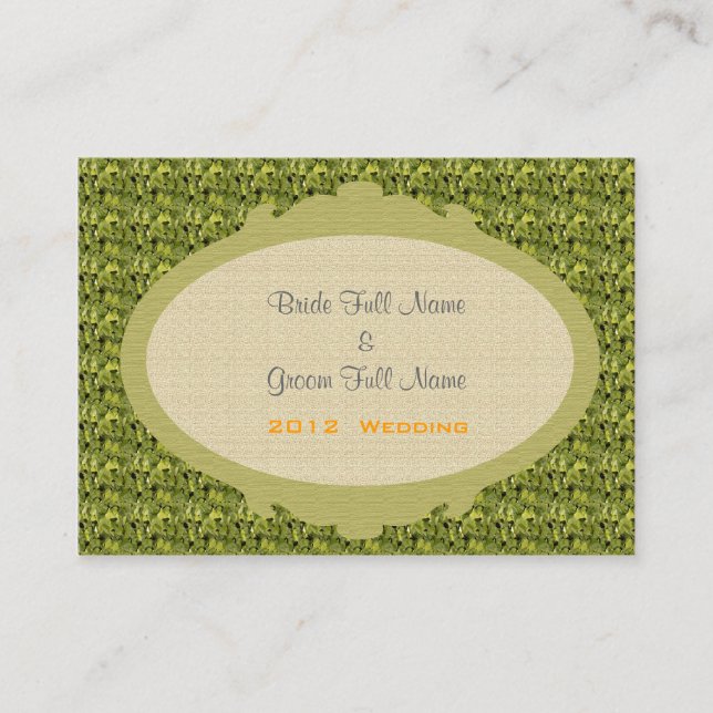 Flowering green wedding reception note card. enclosure card (Front)