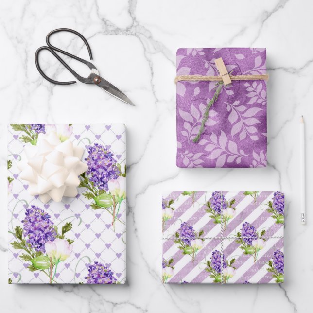 Flowering Lilacs For Spring Wrapping Paper Sheets (Front)