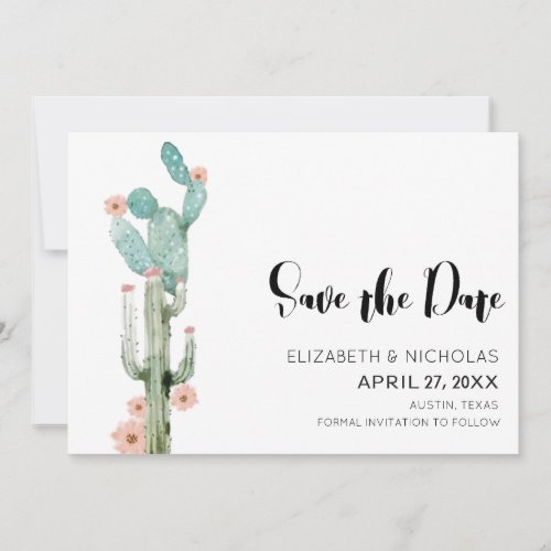 Flowering Love _ Cactus Photo Save The Date