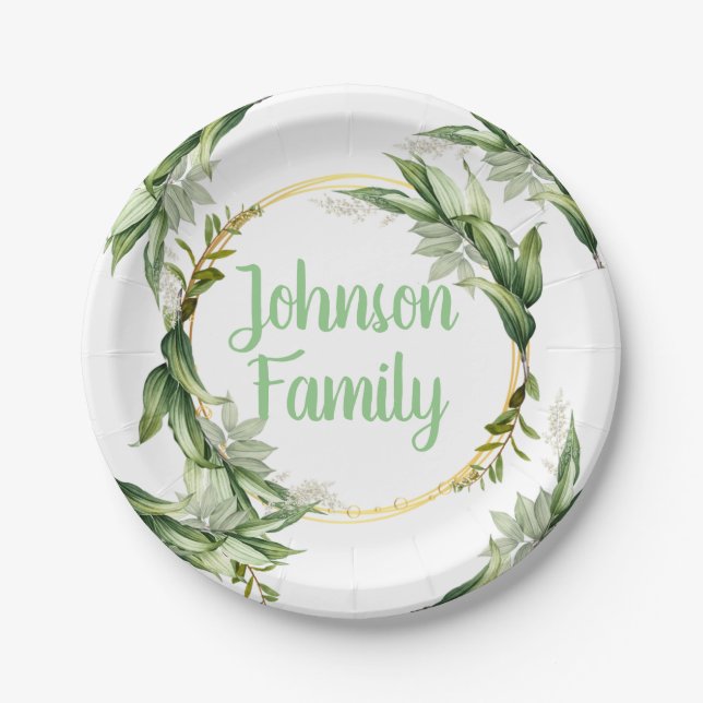 Flowering Olive Tree Branches  Paper Plates (Front)