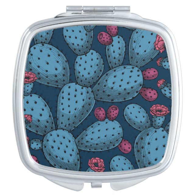 Flowering opuntia compact mirror (Front)