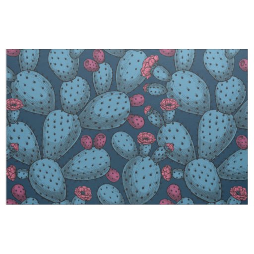Flowering opuntia fabric