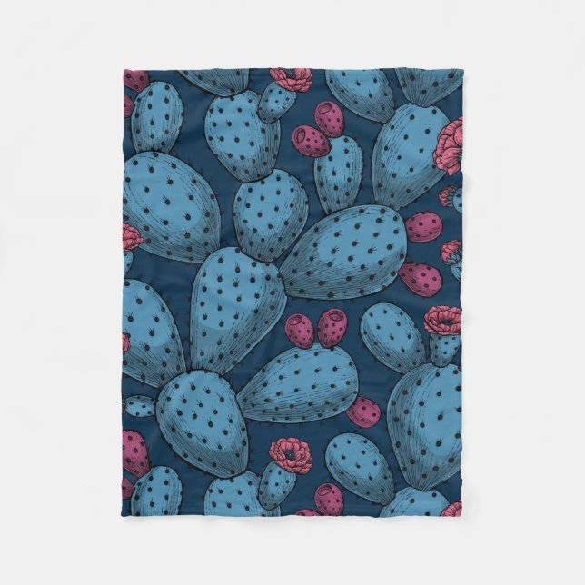Flowering opuntia fleece blanket (Front)
