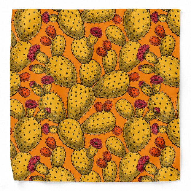 Flowering opuntia in yellow bandana (Front)