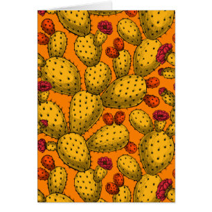Flowering opuntia in yellow cards
