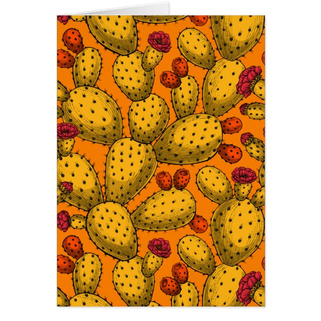 Flowering opuntia in yellow cards (Front)