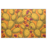 Flowering opuntia in yellow fabric