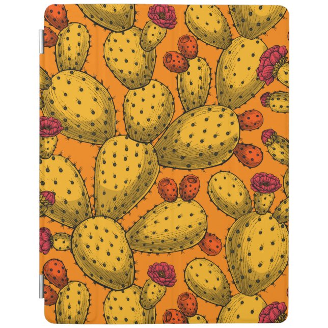 Flowering opuntia in yellow iPad smart cover (Front)