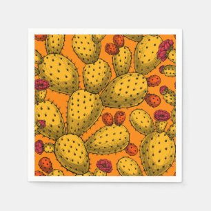Flowering opuntia in yellow napkins