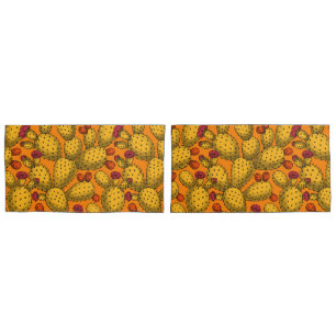 Flowering opuntia in yellow pillow case