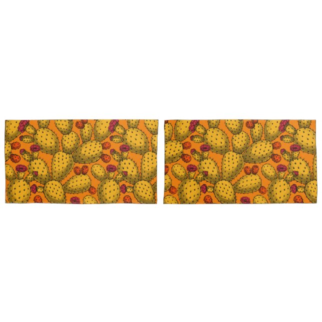 Flowering opuntia in yellow pillow case (Front-Set)