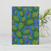 Flowering opuntia on blue (Standing Front)