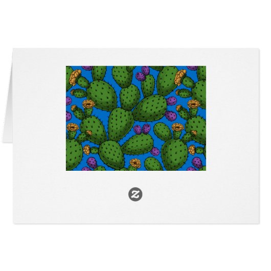 Flowering opuntia on blue (Back Horizontal)