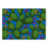 Flowering opuntia on blue (Front Horizontal)