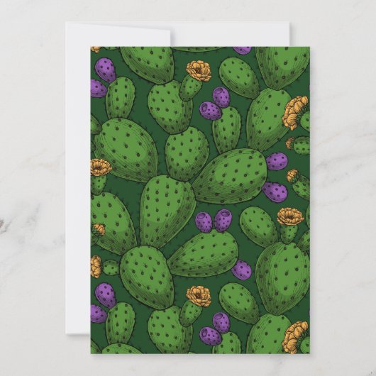 Flowering opuntia on dark green (Front)