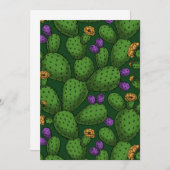 Flowering opuntia on dark green (Front/Back)