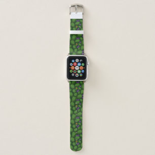 Flowering opuntia on dark green apple watch band