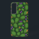 Flowering opuntia on dark green samsung galaxy s22  case<br><div class="desc">hand drawn vector pattern with flowering opuntia</div>