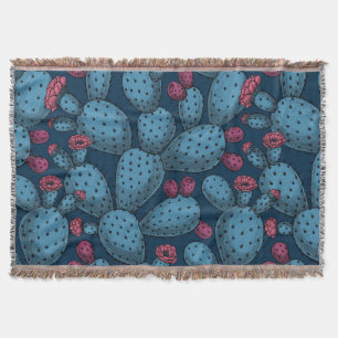 Flowering opuntia throw blanket