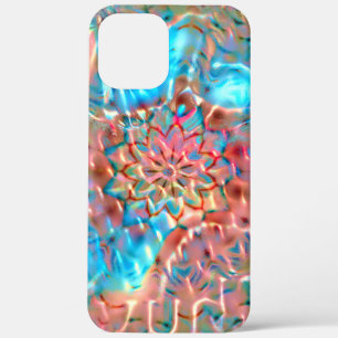 Flowering peach and aqua under hammered glass  iPhone 12 pro max case