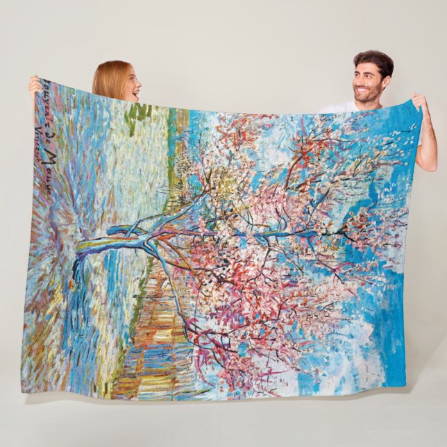 Flowering Peach Tree, Van Gogh Fleece Blanket (In Situ)