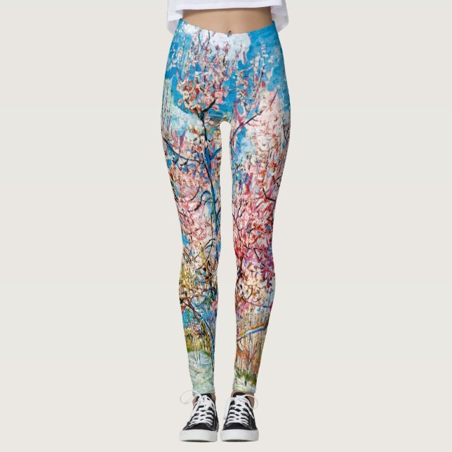 Flowering Peach Tree, Van Gogh Leggings (Front)