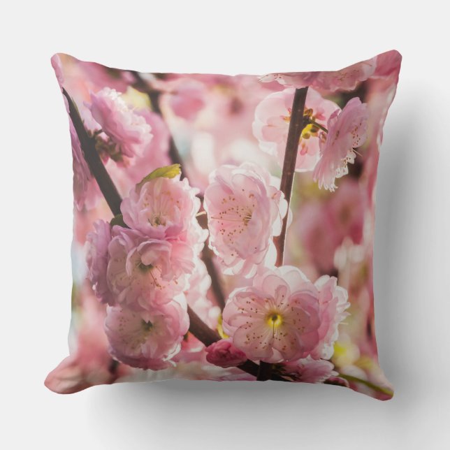 Flowering Plum - Pink Paradize Throw Pillow (Front)